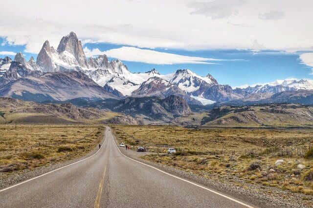 Patagonia road with mountains in the dis