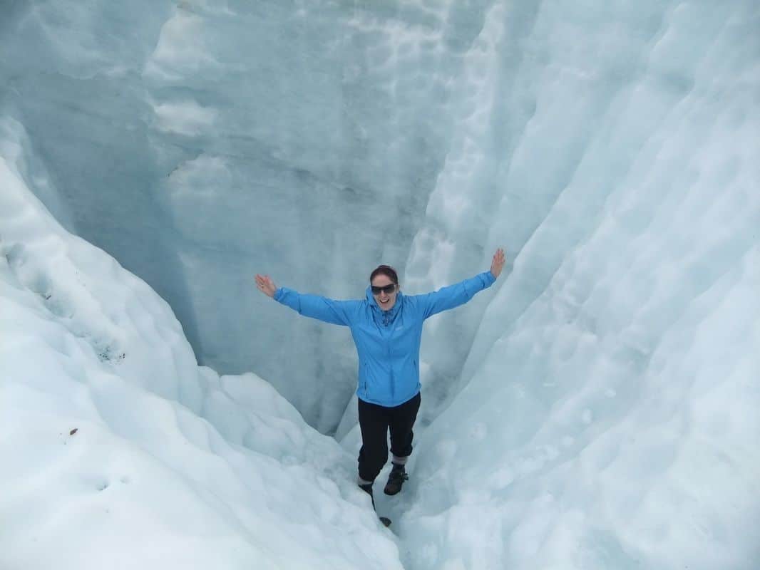 Woman on glacier