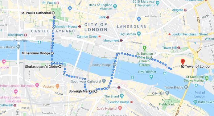 London walking tour map